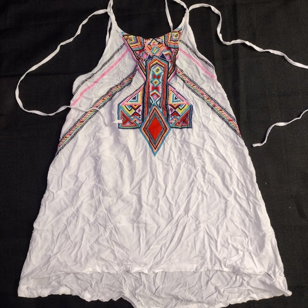 RipCurl Embroidered Open Back Tank Top Size S